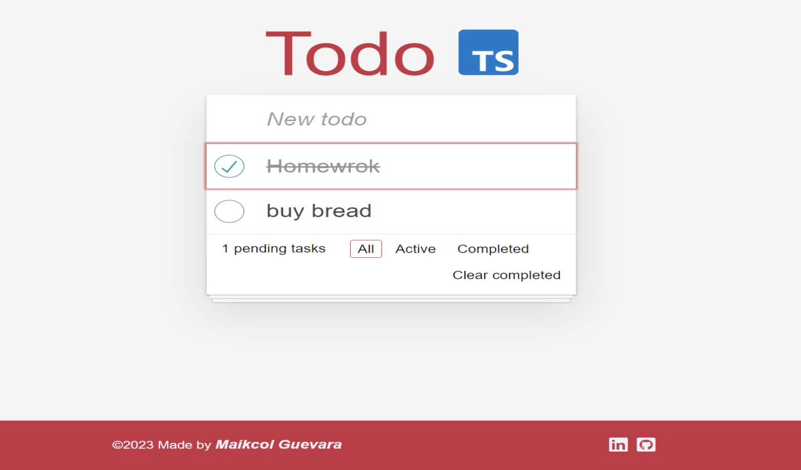 Todolist app interface